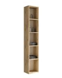 MaMa Store Wandgemonteerde boekenkast met vier planken van hout, 30 x 22 x 160 cm hoog, techniek, natuurlijk eiken