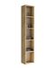 MaMa Store Wandgemonteerde boekenkast met vier planken van hout, 30 x 22 x 160 cm hoog, techniek, natuurlijk eiken
