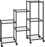 vidaXL Bloemenstandaard met wielen 83x25x83,5 cm ijzer zwart