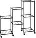 vidaXL Bloemenstandaard met wielen 83x25x83,5 cm ijzer zwart