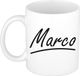 Bellatio Decorations Marco Naam koffiemok - beker - met sierlijke letters - wit