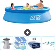 Intex Easy Set Zwembad - 305 x 76 cm - Blauw - Inclusief Pomp, Filters, Solarzeil & Schoonmaakset