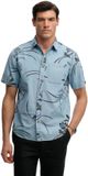 Superdry Overhemd Vintage Loom Ss Shirt M4011129a Kan Mid Wash Blue Hawaiian Mannen Maat - M