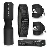 Amonax Lange halterbekleding, halterstangen, bescherming hip thrust en squat met booty weerstandsbanden, voetlussen kabel voor kabelapparaten, benen billen, gym, fitnessaccessoires dames heren