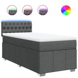 VidaXL Boxspring met matras stof donkergrijs 80x200 cm