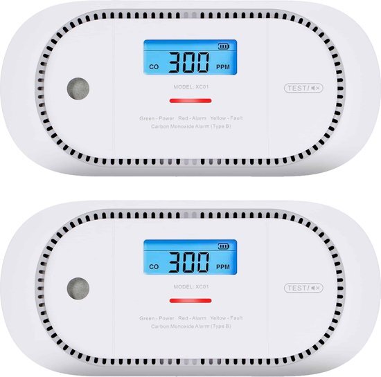 X-sense XC01 Koolmonoxidemelder - 2 koolmonoxidemelders - 10 jaar batterij - 10 jaar Figaro® sensor - LCD display - Voldoet aan Europese norm