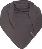 Knit Factory Liv Gebreide Omslagdoek - Driehoek Sjaal Dames - Katoenen sjaal - Zomersjaal - Luchtig en zacht - Zomer stola - Antraciet - Duurzaam - 190x85 cm - 100% Biologisch katoen