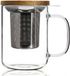 OGO Théière pour 1 - Verre/Acier inoxydable/Bois - 450 ml avec Filtre