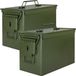 Trucky Set van 2 munitiekisten – Metalen opbergkisten met deksel – 33 x 19 x 23 cm – Legergroen metaal