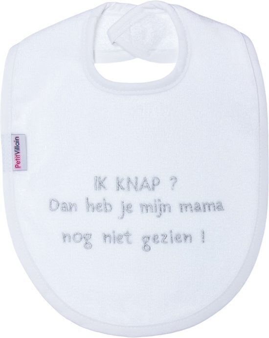 Petit Villain Slab met tekst Ik knap dan heb je mijn mama.. wit