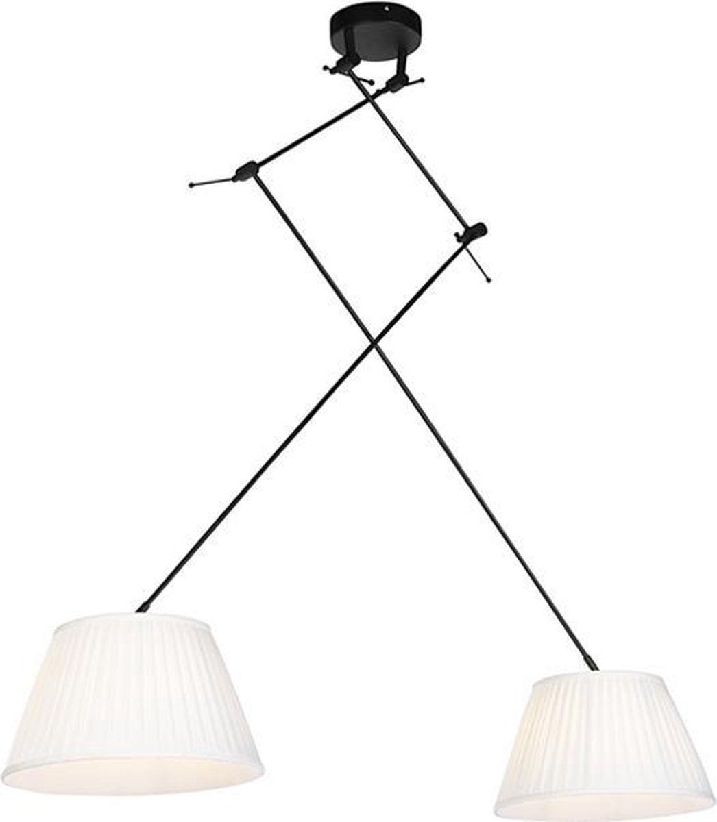 QAZQA Blitz Hanglamp - Klassiek - 2 Lichts - Wit - Stof - E27