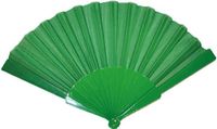 Funny Fashion Handwaaier/spaanse waaier - groen - polyester - Verkoeling in de zomer - 41 x 22 cm