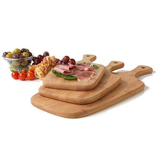 Salter Salter® BW06732 Bamboo Paddle Chopping Board Set, 3 Piece Serving Boards, 30/35/45 cm, Strong & Durable, Protects Kitchen Worktops, Reversible, Ideal for Serving Charcuterie & Cheese