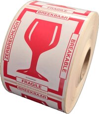 Ace Verpakkingen - Breekbaar Etiketten - 1000 stuks - 4 Talen