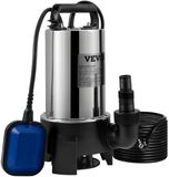 VEVOR Dompelpomp 1100W Vuilwaterpomp 230V Tuinpomp Debiet 333,3 l/min Vuilwaterdompelpomp IPX8 Uitlaat afneembaar voor het wegpompen van water uit zwembaden en vijvers