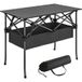 Ice Mountain Table de pique-nique pliante et roulante, table de camping portable avec étagère en filet et sac de transport pour extérieur, noir