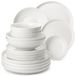 MALACASA, service de 24 pièces en porcelaine, set combiné pour 6 personnes, vaisselle pour le dîner comprenant des assiettes plates, des assiettes à dessert, des assiettes creuses et des bols, blanc