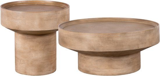 Lewis & Loft Salontafel Luus - Mangohout - Rond - Bruin - Set van 2