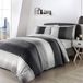 TRANKIELO® Housse de couette gris à larges rayures - Super king size 260x240 cm - Ensemble de literie 3 pièces
