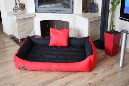 XXL Hondenbed Kunstleer - Waterdicht - Rood/Zwart - 120x80cm - Afneembare Hoes