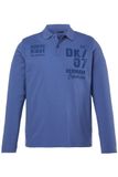Men Plus Heren Poloshirt Lange Mouwen Buik-Fit Print Atlantisch Blauw Katoen 7XL