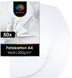 OfficeTree 50 Blatt Bastelpapier Weiß - Bastelset Kinder - Tonpapier A4 300g/m² zum Basteln Gestalten