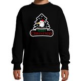Bellatio Decorations Dieren kersttrui arend zwart kinderen - Foute zeearenden kerstsweater jongen/ meisjes - Kerst outfit dieren liefhebber 152/164