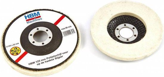 HBM 115 mm Polijstschijf voor op de haakse Slijper - Weefstof - RVS, Aluminium, Staal