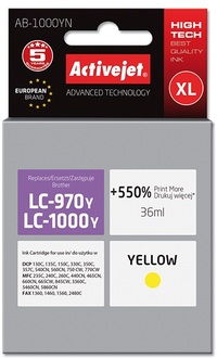 ActiveJet AB-1000YN inkt (vervangt Brother LC1000Y/970Y; Supreme; 36 ml; geel) single pack / geel