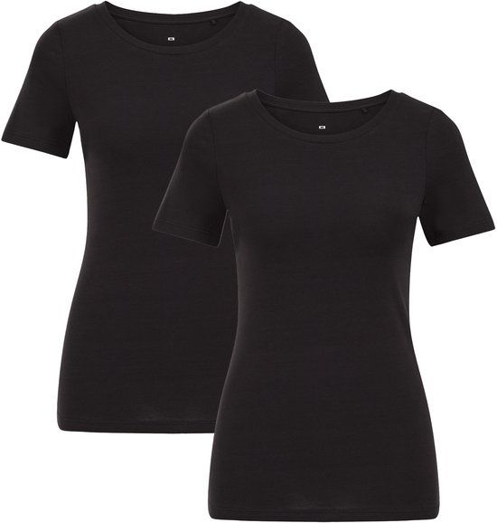 WE Fashion Dames T-shirt van katoenmix, 2-pack