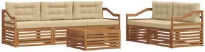 vidaXL - Acacia Hout Loungeset Bank 5-zits Natuurlijk en Beige