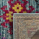 SAFAVIEH Monaco Collection MNC244N Boho-tapijt met ruitpatroon, pluisvrij, voor woonkamer, slaapkamer, eetkamer, thuis, kantoor, 180 x 180 cm, vierkant, blauw/meerkleurig