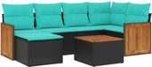 vidaXL set de jardin 7 pièces avec coussins en polyrotin noir