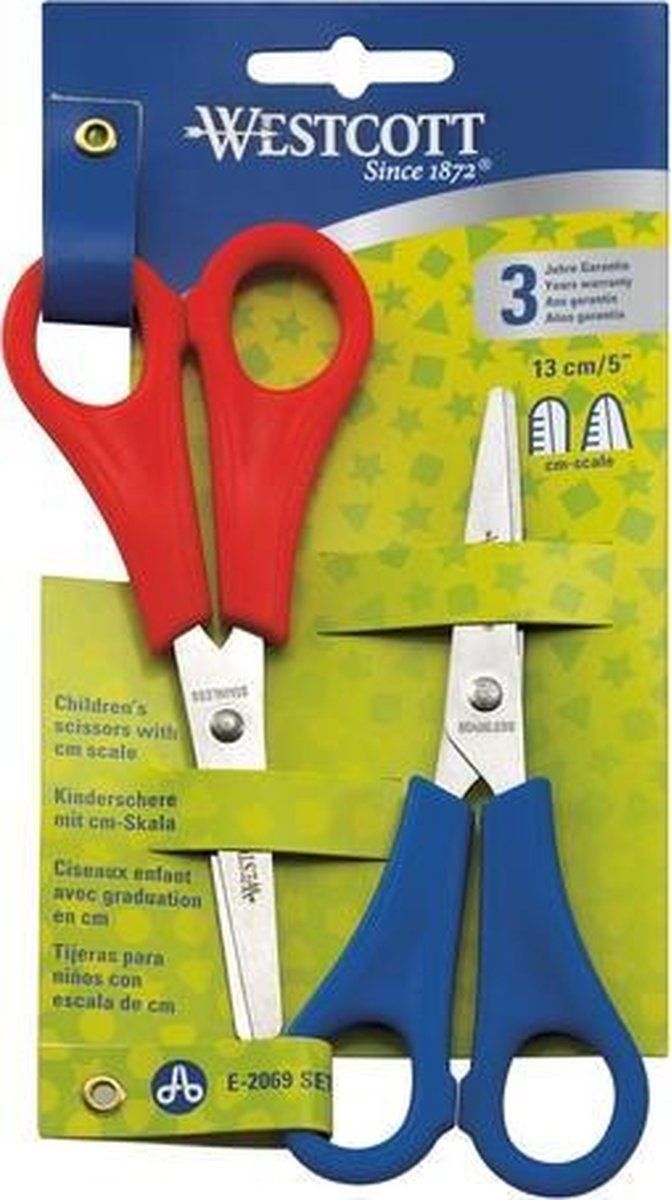 Westcott Kinderschaar Junior 13 cm - Rood/Blauw (2 stuks)
