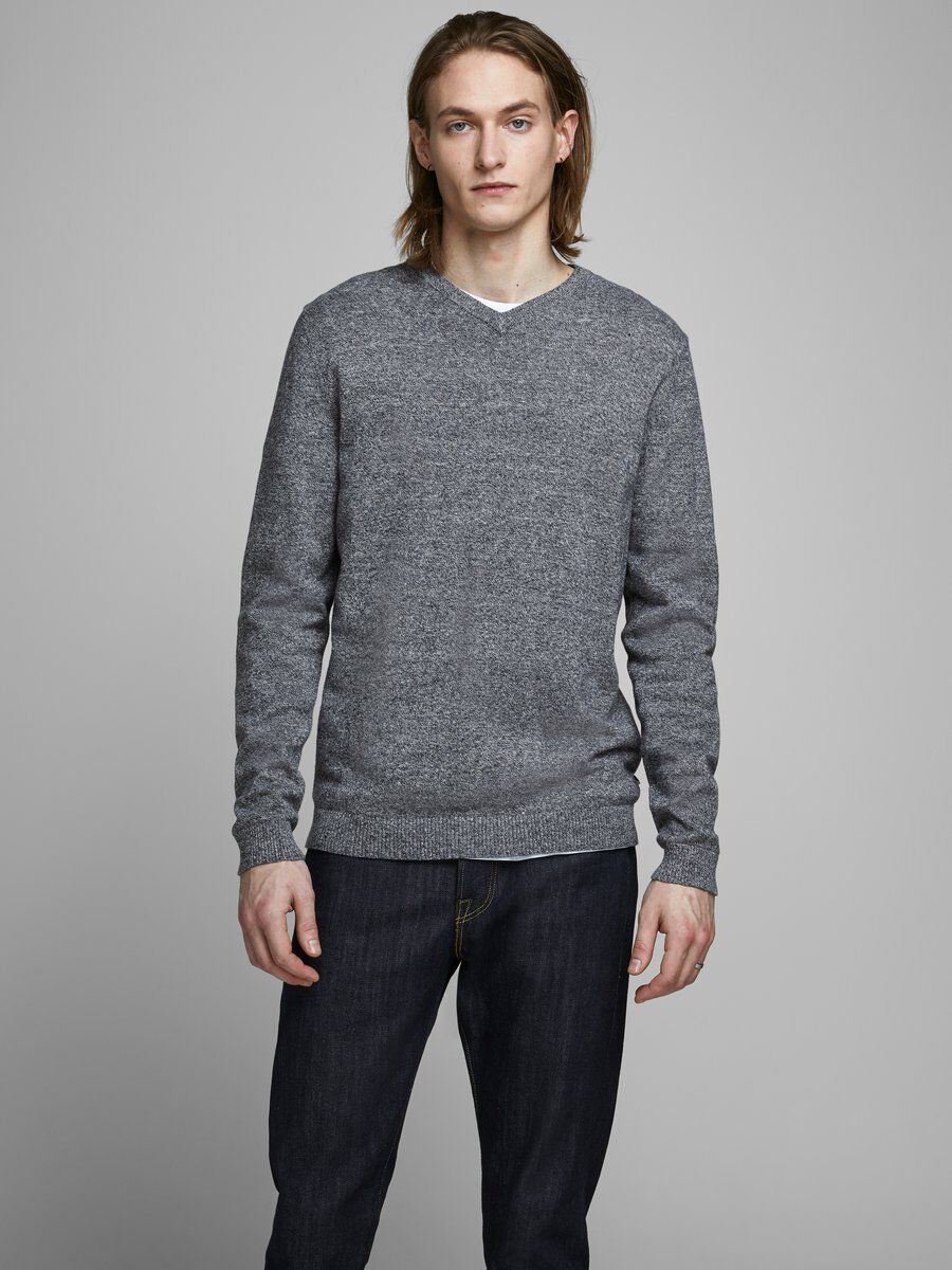 JACK & JONES JJEBASIC Knit Trui - Grijs - XL - Heren