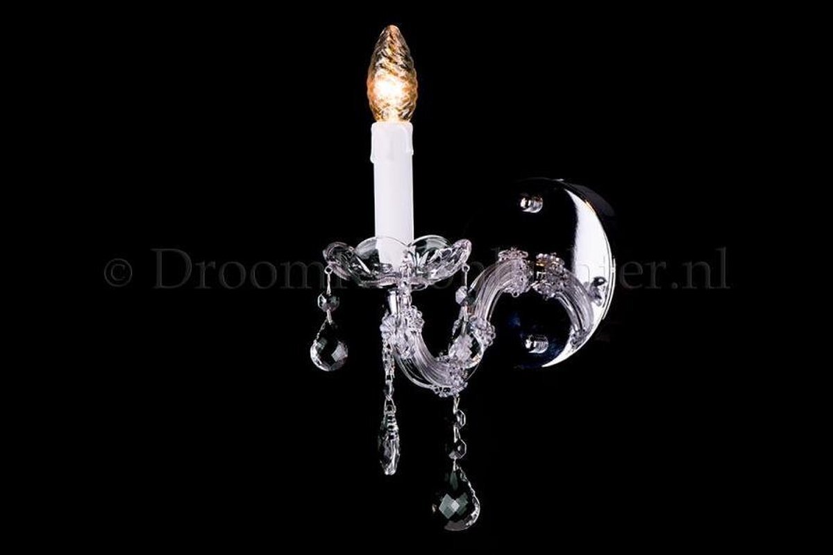 DroomKroonluchter Kristallen Wandlamp Maria Theresa 1 Lichts (Kristal/Chroom) - 20cm
