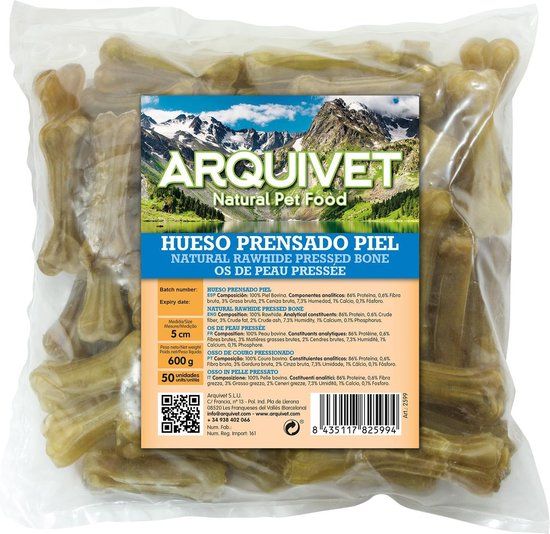 Arquivet Bone Gedrukt Leer 5 Cm - Hondensnack - 10 Gr