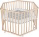 roba Zeshoekige box met inzet in 'Little Stars'-design – Massief beukenhout – Box 3-voudig in hoogte verstelbaar – Mobiel & veilig dankzij geremde wieltjes – Natuurhout