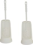 Merkloos 2x toiletborstel met houder Wit Kunststof 16 x 16 x 39 cm