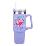 Paladone Minecraft Axolotl thermobeker en rietje, 900 ml, officieel gelicentieerde reisbeker en handvat voor ijsthee of koffie, gaming merchandising
