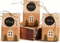 oCreon Adventskalender Adventskalender huizen om op te hangen of op te stellen met cijferstickers - Kerstkalender DIY knutselset