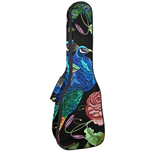 Mersov Concert Ukulele rugzak, zware ukelele tas met opslag, sopraan concert tenor ukelele 10 mm gewatteerde tas pauw zwart