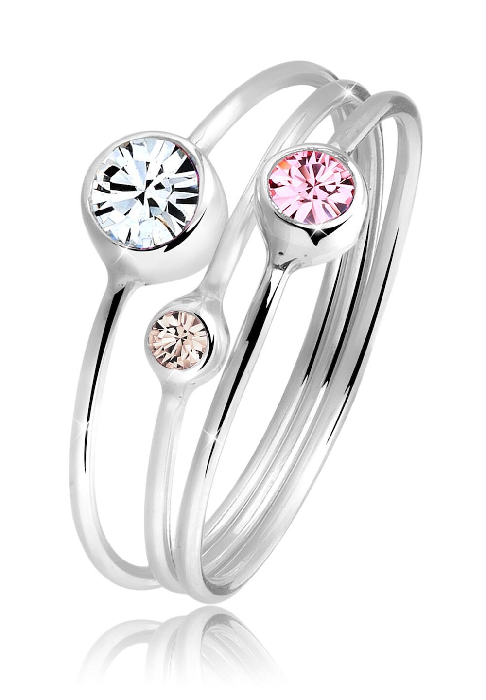 Elli Elli Elli Ring Dames Stapelring Set Modern met Kristallen in 925 Sterling Zilver Ringen