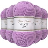 Utopia Crafts Velvet Lux Chenille superzacht grof garen voor breien en haken, 5 x 100 g (zacht lila)