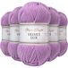 Utopia Crafts Velvet Lux Chenille superzacht grof garen voor breien en haken, 5 x 100 g (zacht lila)