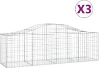 vidaXL Gabions - 3 pieces - arched - 200x50x60/80 cm - galvanized iron