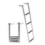 VEVOR Bootladder van roestvrij staal, inklapbare telescopische ladder met 4 treden, tot 408 kg, brede en antislip treden voor buitenboorden, jacht en pontoni