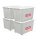 Cetomo 55L x 4 opbergdozen met wielen, plastic opbergdoos met deksel, vergrendelende gespen, kliksluiting, stapelbaar, nesten, duurzame organizer voor thuiskantoorkleding, grijs, 55L-4 Pack