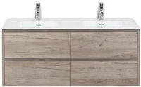 BES LED Dante Badmeubelset 120 cm - 4 Laden Craft Oak - Keramische Wastafel Wit Cover