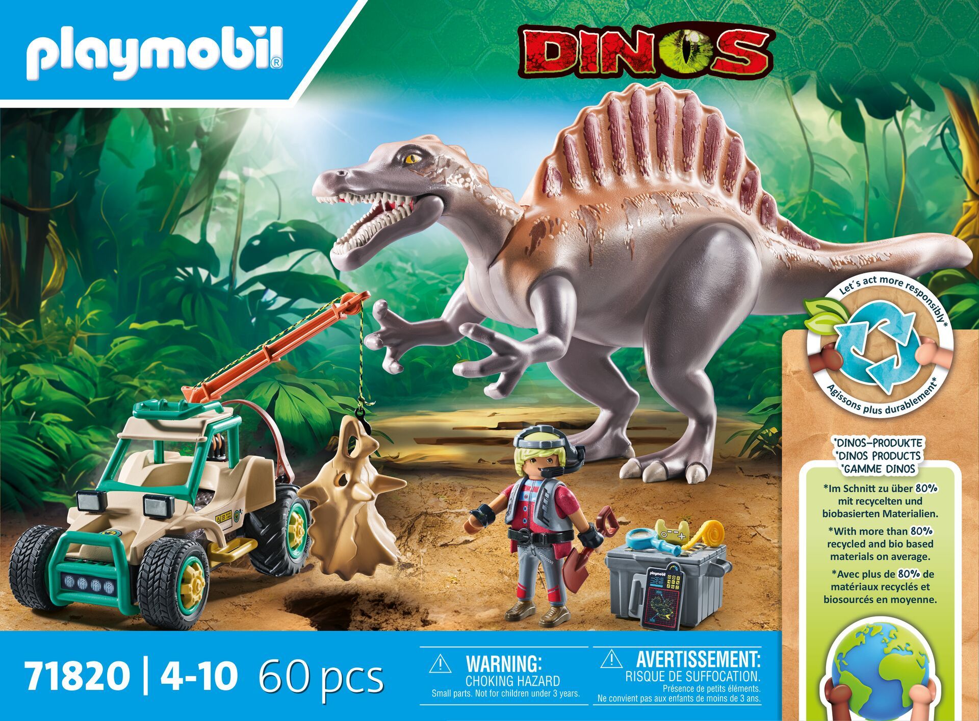 PLAYMOBIL Dinos Spinosaurus aanval 71820 - Action/Adventure Speelgoedset voor Kinderen vanaf 4 Jaar